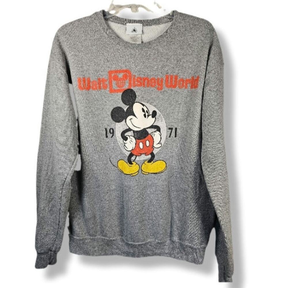 Disney Mickey Mouse Sz Medium Graphic Crewneck Fleece Sweatshirt Disneyland